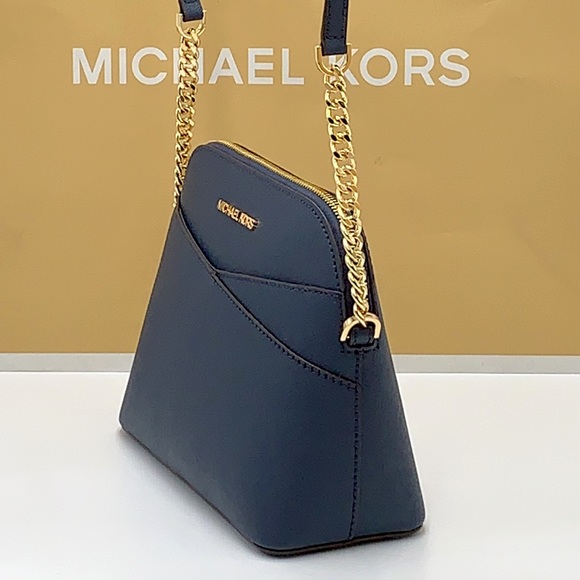 MICHAEL KORS JET SET TRAVEL DOME XCROSS XBODY SAFFIANO LEATHER NAVY COLOR - Picture 10 of 13